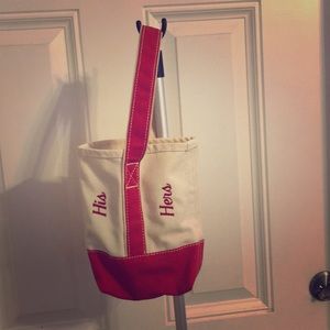 Lands end home wine tote, his and hers.
